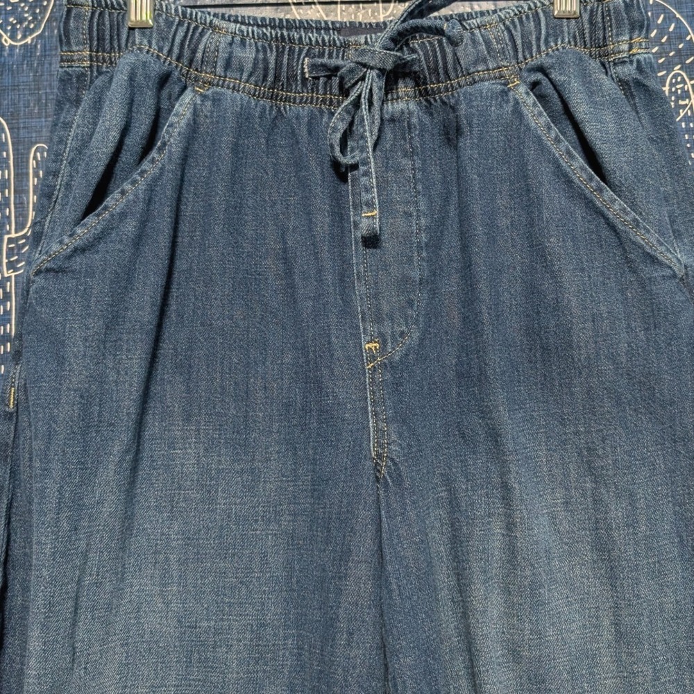 Gap Mid Rise Horseshoe Blue Denim Pull On Drawstring Jeans Small - Picture 4 of 8
